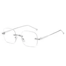 Ultra-Light Frameless High-Value Fashion Glasses, Retro Square Men's And Women's Casual Versatile Glasses, Korean Style Atmosphere Bare-Faced Glasses, Perfect For Daily Commute And Gifts - C2 - 查看 7