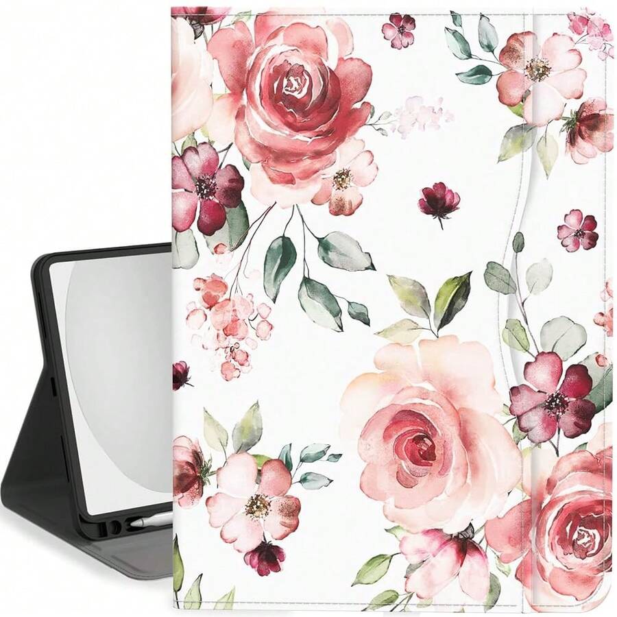Case For IPad (A16) 11th Generation 11 Inch 2025, IPad 10th Generation Case 10.9 Inch 2022 Flip Stand Auto Sleep Cover With Pencil Holder & Pocket, Rose,Rose - 玫瑰 - 查看 1