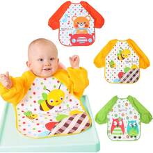 Lictin 3 Piezas Baberos Bebé Niña, Baberos Manga Larga, Baberos Impermeables para Niños Niñas Pequeños - Multicolor 1 - Ver 1