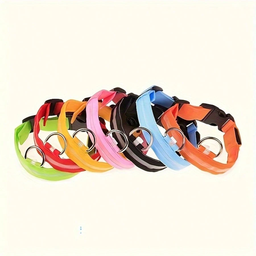 1 pièce Collier lumineux réglable rayé pour chien/chat, collier de fluorescent pour animaux de compagnie pour la nuit 11