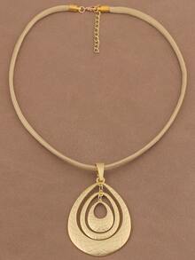 1 Piece Fashionable Matte Gold Color Asymmetrical Hollow Open Square Flower Shape Pendant Rope Necklace For Women's Daily Wear 18"+2" Extend Chain - Gold - View 8