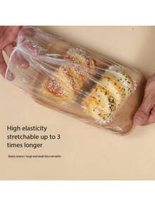 100pcs Plastic Wrap, Disposable Colorful Food Packaging For Kitchen, Picnic, BBQ To Preserve Fruits & Vegetables - For Food Contact - White - View 2