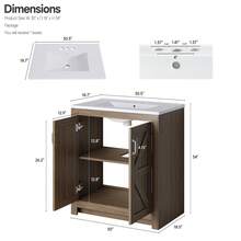ONBRILL Vabches Bathroom Vanity With Sink Set,  24 Inch / 30 Inch Modern Bathroom Cabinet With Ceramic Basin & Doors, Freestanding Storage Cabinet With Adjustable Shelf, Vintage Vanity With Ceramic Sink - 駝色 - 查看 10