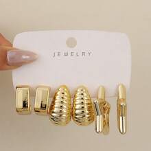 1-80pcs Fashionable Minimalist CCB Material Stud Earrings Set, Geometric Textured Earrings, Suitable For Women's Daily Wear, Gift For Girlfriends/Family/Friends