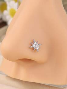 1PC 20G L Shaped Nose Stud Starburst Shape With Sparkly CZ – Gold Plated Star Nose Piercing Jewelry For Women, Perfect For Daily Wear, Parties, And Gifts