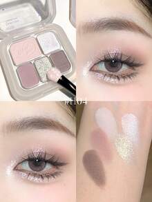 HOLD LIVE 五色眼影盘，蓝色和黑色珠光色调，便携式日常眼影盘，适合初学者和女性 - H04 - 查看 1