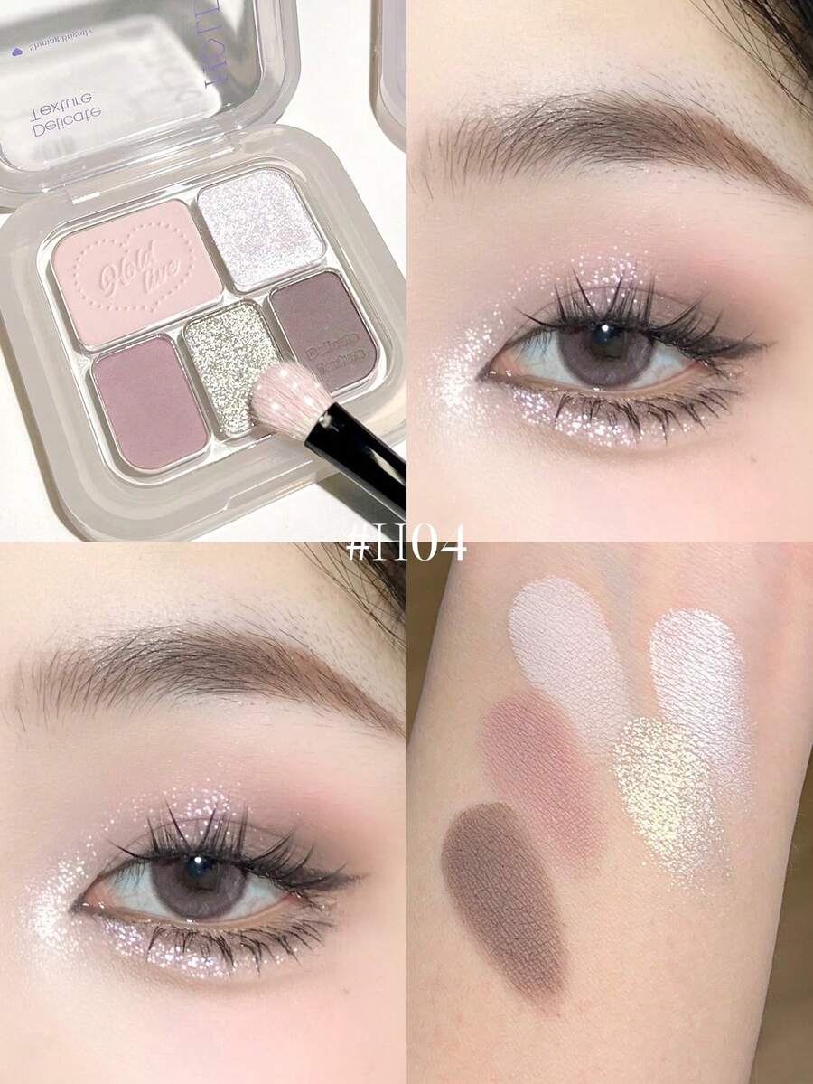 HOLD LIVE 五色眼影盘，蓝色和黑色珠光色调，便携式日常眼影盘，适合初学者和女性 - H04 - 查看 1