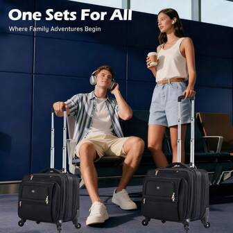 Large Capacity Luggage Suitcase, Multifunctional Travel Trolley Case, Business Leather Wheeled Suitcase For Men & Women