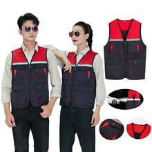 Chaleco Brigadista Reflejante Industrial Alta Visibilidad, Ajustable, Ligero y Cómodo,Gabardina Algodón con Cintas Reflejantes, Hombre Mujer Trabajo,Chaleco Industrial Reflejante Resistente Y Ligero - Multicolor - Ver 2