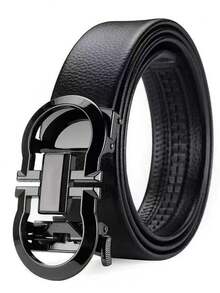 Men's Automatic Buckle Belt, Korean Fashion Casual Middle-Aged Business Waist Strap With Litchi Texture - Multicolor - View 3
