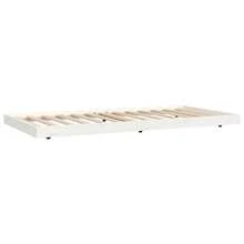 vidaXL Massivholzbett Ohne Matratze, Weiß, 100x200 Cm, Kiefernholz - White - View 4