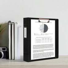Ospelelf 3 Ring Binder With Clipboard 2 Inch Leather Binder For Letter Size (8.5" X 11"), Clipboard Binder With 5 Tab Dividers Back To School Supply, Black - ColorB - 查看 2
