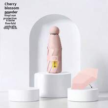 A 6-Ribbed Women's Umbrella With UPF50+ UV Protection, Windproof And Rainproof, Suitable For Both Sunny And Rainy Days. Lightweight, Portable, And Foldable. Perfect For Commuting, Travel, And Beach Use.Funny Gifts, Spring Summer Picks, Brides Maid Gifts, Room, Bedroom Decor, Bedroom Decor, Beach, Travel, For Men, For Women, Vacation - Pink - View 2