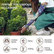 Gardening Sleeves Farm Sun Protection Arm Cooling Sleeves Thorn Proof Garden For Women Men With Thumb Hole,TiedyeBlue - 紮染藍色 - 查看 5