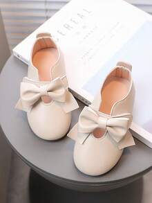 1双女婴时尚平底鞋，带大蝴蝶结，舒适休闲韩版平底鞋
