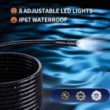 下水道检查摄像头，维护工具，带照明的内窥镜摄像头，1080P高清检查管，配备8个可调节光源，4.3英寸半硬式蛇形摄像头，IP67防水等级，适用于下水道检查，男士酷炫小工具，半硬式电缆内窥镜，小巧便携，圣诞节礼物，男士礼物，父亲节礼物，创意男士礼物，个性化礼物，复活节礼物，情人节礼物