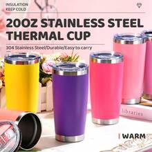 6 taza de viaje de acero inoxidable de 30 oz, termo aislado con vacío, sin carga - Ideal para bebidas frías y calientes, regalo perfecto para Navidad y Halloween, taza de viaje para café - Azul - Ver 4