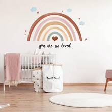 New Containlol - Calcomanías de pared con diseño de arcoíris papel pintado de acuarela papel pintado bohemio de 30 x 14 pulgadas coloridas calcomanías de pared para niñas y niños pequeños recámara - Arcoiris Arcoíris - Ver 8