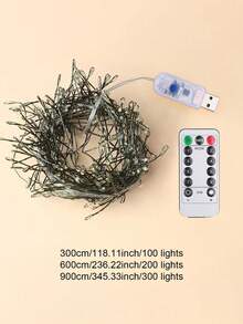 1pc LED Firecracker Light, Green Copper Wire Fairy String Lights, Remote Control USB Decorative Lamp, Classic 8 Modes LED Decorative Lighting, USB Powered (Plug And Play), Suitable For Christmas, Halloween, Thanksgiving Atmosphere Decoration - Multicolor - View 10