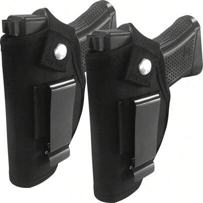 Universal Concealed Carry Holster 2-Pack, IWB & OWB Nylon Pistol Holster For Compact & Subcompact Handguns, Fits , S&W M&P Shield, Ruger, Springfield, Ambidextrous Belt Clip