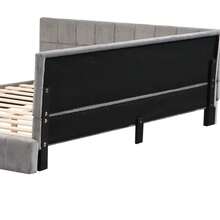 Upholstered Sofa Bed 140*200 Multifunctional Bed With Slatted Base Made Of Skin-Friendly Velvet Fabric In Grey