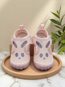 1 Pasang Sepatu Olahraga Kasual Datar Anti Selip Berbahan Jaring Bergambar Kartun Bayi Unisex, Cocok untuk Semua Musim - Berwarna merah muda - View 3