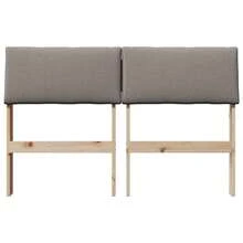 vidaXL Gepolstertes Kopfteil Taupe 120 Cm Aus Massivem Kiefernholz - Brown - View 5
