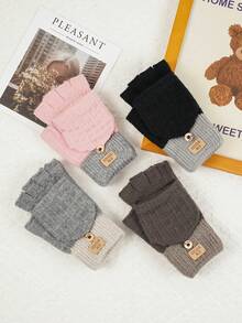 1 Pair Thick Knit Winter Gloves - Touchscreen Compatible, Soft & Breathable - Washable, Unisex