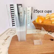 25/50/100pcs 5 Oz Plastic Dessert Cups , Yogurt Parfait For Party Appetizers, Mini Desserts, Mousse, Pudding, Fruit, Jelly Cheesecake And Ice Cream Square Plastic Cup Cheese Cake Cup - Transparent Cup+ Flat Lid - View 15