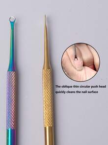1 Stück/2 Stücke Doppelendiger Nagelhautschiebestab, abgewinkelter Nagelreiniger zum Entfernen von Schmutz & Hornhaut, geeignet für Maniküre