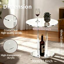 Minimalist Transparent Side Table, A Coffee Table Designed For Extra-Small Spaces. Made Of Acrylic For A Zero-Pressure Feel, Suitable For Living Room, Bedroom, And Balcony In Various Settings. Easily Matches Nordic Modern Style. - Transparent - View 5
