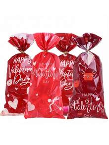 50 piezas Bolsas de regalo para el Día de San Valentín, Bolsas de regalo con corazón para el Día de San Valentín, Bolsas de celofán para dulces del Día de San Valentín, Bolsas de plástico para regalos del Día de San Valentín con forma de corazón, para fiestas, bodas y regalos del Día de San Valentín - Multicolor - Ver 7