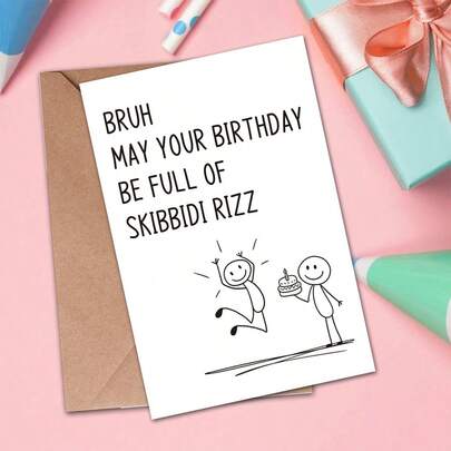 2set Funny Birthday Card For Him Her, Gen Z Slang Birthday Card For Teenager, Sassy 13th 14th 15th 16th 17th 18th Birthday Card Gift For BoysGirls Friends Son Daughter Niece Nephew