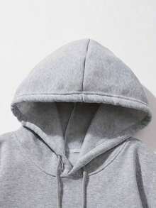 Sudadera con capucha con cordón y estampado de letras para hombre, para otoño - Gris - Ver 8
