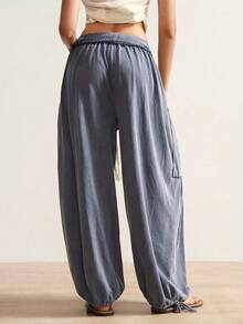 Boho Harem Pants: Drawstring Waist & Side Pockets In Cotton-Blend For Casual Vacations, Relaxed Style And Everyday Comfort For Women. - Màu sắc hỗn hợp - Xem 4