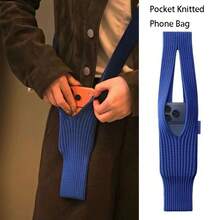2025 Funda de punto 3D para teléfono, funda protectora suave, bolsillo para teléfono, nuevo estilo de accesorio de bolso de mano, ornamento de bolso, esencial para viajes - Multicolor - Ver 4