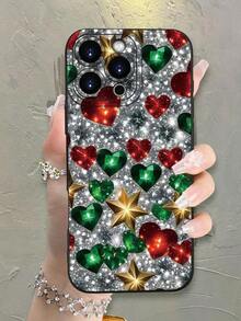 1PC, Funda de Teléfono con Diseño de Corazón y Estrella Brillante, Protección a Prueba de Golpes, Protección Elevada para Pantalla y Cámara, Mate Simple y Ligera Compatible con 16/16Plus/16ProMax, 15. 14, 13, 12, 11 Series, Adecuado para Samsung Galaxy S22, S23, S24, S25 PLUS ULTRA Series, Regalo de Pascua, Decoración de Navidad Halloween/Regalo de Cumpleaños, Novia, Novio, Amigo o para uno mismo. - Blanco - Ver 1