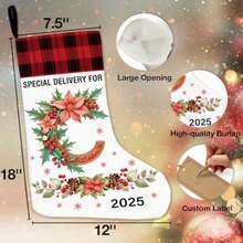 yCalcetin de Navidad inicial C 2025 calcetin de Navidad personalizado con letra C entrega especial para calcetines de Navidad con diseño de bufalo rojo a cuadros para decoracion de Navidad familiar - como en la foto - Ver 2