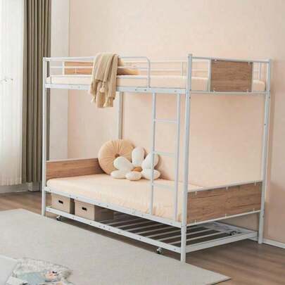新品 set 二段ベッド 移動式引き出し付きベッドフレーム パイプベッド シングル 木 収納 北欧風 子供部屋 スチール 耐震 ベッド SDG