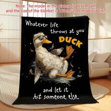 Cool Duck Sunglasses Flannel Throw Blanket, Humorous Motivational Design Soft Cozy Warm Lightweight Portable Blanket For Couch Sofa Bed, Gift For Men Women Friends Family, Travel Camping Car Office Use, Machine Washable All Seasons Comfort - Multicolor - View 12