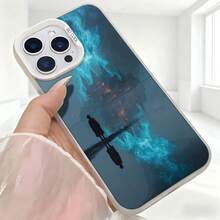 Cubierta de telefono con borde metálico azul oscuro diseño de silueta en agua con texto SO COOL para uso diario y estilo urbano - Negro - Ver 5