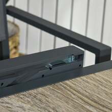 Outsunny Gartentisch, Esstisch Mit Ausziehbarer Tischplatte, Terrassentisch Mit Holzoptik, Balkontisch Aus Alu, Beige+Grau, 160 X 80 X 75cm - Grey - View 7