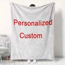 1pc Customized Blanket With Photo, Specially Soft Personalized Blanket, High-Definition Printed Custom Photo Blanket, Comfortable Customized Blanket. Customized Gift, Suitable For Girls, Boys, Adults, Grandparents, Daughters, Sons, Sisters, Parents, Valentine's Day Gift. Lightweight, Soft, Comfortable, Suitable For Bed, Sofa, Camping, Travel, All Seasons - Multicolor - View 1