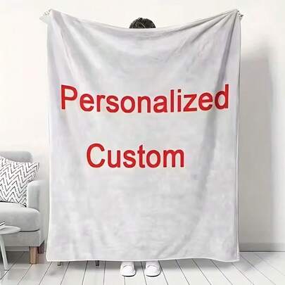 1pc Customized Blanket With Photo, Specially Soft Personalized Blanket, High-Definition Printed Custom Photo Blanket, Comfortable Customized Blanket. Customized Gift, Suitable For Girls, Boys, Adults, Grandparents, Daughters, Sons, Sisters, Parents, Valentine's Day Gift. Lightweight, Soft, Comfortable, Suitable For Bed, Sofa, Camping, Travel, All Seasons