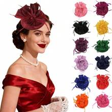 1pc Women's Flower Fascinator Hat Sinamay Feather Tea Party Fascinator Derby Hat Wedding Headband And Clip, Tiny Hats, Mini Cap, Mini Fascinator - Multicolor - View 1