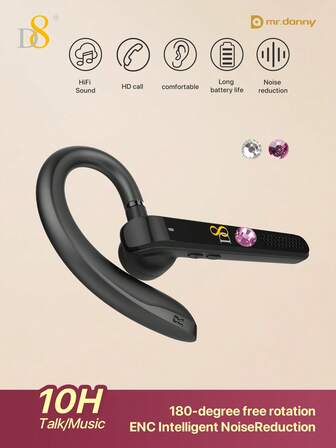  D8 Single Ear Wireless Bluetooth Earpiece Compatible For Ios Android Cell Compatible With IPhone , Hand-Free Headphones For Work,Trucker, Office,Hands Free Noise Canceling Headphones With Dual-Mic For Computer Cell Phones Trucker Home Office Work,