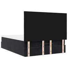 vidaXL Ottomane-Bett Mit Matratzen, Schwarz, 140x200 Cm, Samt - Black - View 9