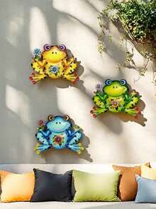 1/3 件鲜艳颜色的金属青蛙装饰，适用于室内和室外装饰、家居装饰、花园、庭院、派对、门廊、墙壁、栅栏、节日、婚礼