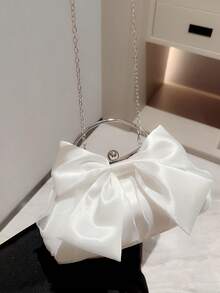 Glitter Bling, Shiny Glamorous, Elegant White Evening Bag Fashionable Bow Decor Top Handle, Perfect Bride Purse For Wedding, Prom & Party Events Dinner Bag For Party Girl, Woman, For Female Perfect For Party, Wedding, Prom, Dinner/Banquet, For Best Gift For Women, Perfect Valentine's Day Gift For Her, Best Valentine's Gift Choice Ever Valentines, Perfectly Matching With Bridal Party,Sparkling Bow Handbag, Multifunctional Decorative Women's Fashionable Handbag, Jewelry/Headphone Storage, Women's Gift, Suitable For Valentine's Day, Parties, Weddings, Dates, As Shoulder Bag/Crossbody Bag, Elegant Women's Coin Wallet, Christmas Gift, Gift For Women, Gift For Mothers, Teacher Christmas Gift, Women's Crossbody Bag - 白色 - 查看 5