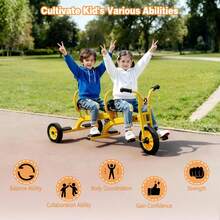 Kids Tricycle For Toddler, Preschool Kids Trike Bike With Non-Slip Pedal And Airless Rubber Wheels, Outdoor Playground Daycare Kid's Balance Bike, Gift For Boys And Girls - Yellow - View 4